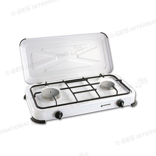 KEMPER Fornello smaltato a gas a 2 fuochi portatile