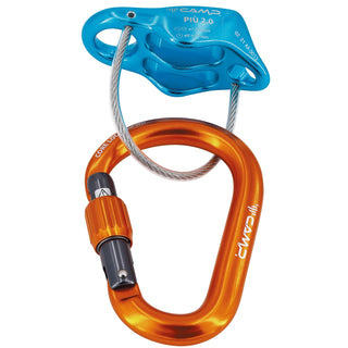CAMP PIU' 2.0 BELAY Kit con assicuratore Più 2.0 e moschettone a ghiera Core Lock