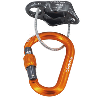 CAMP PIU' 2.0 BELAY Kit con assicuratore Più 2.0 e moschettone a ghiera Core Lock