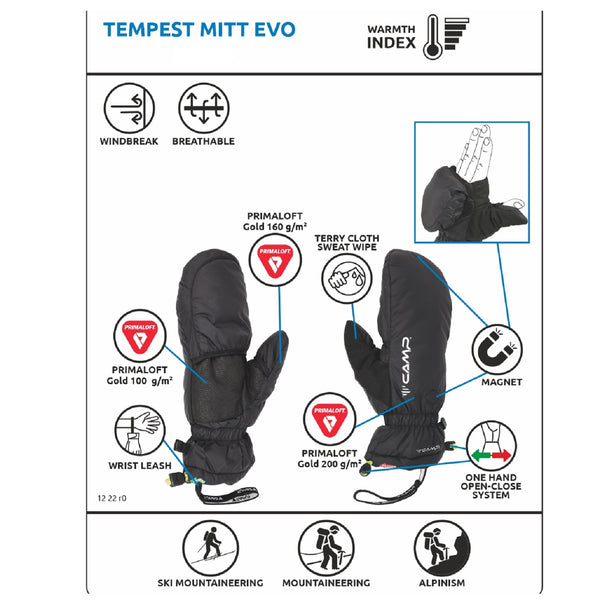 CAMP TEMPEST MITT EVO CALDA MOFFOLA IMBOTTITA CON PALMO RINFORZATO