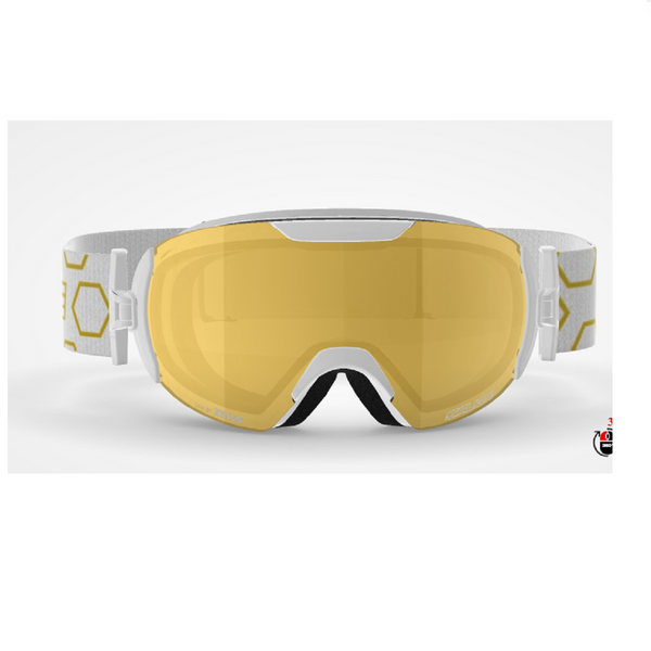 SALICE MASHERA DA SCI 604DAF CON DOPPIO ANTIFOG - COLORE: BIANCO/ORO LENTE AMBRA