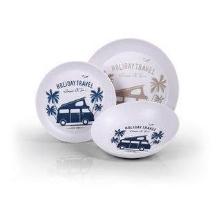 HOLIDAY TRAVEL SET PIATTI PER 2 PERSONE DA 6 PEZZI IN RESISTENTE MELAMINA