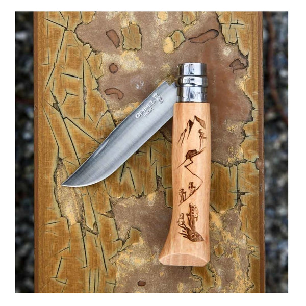 OPINEL N°8 COLTELLO CON LAMA IN ACCIAIO INOX INCISIONE A LASER DISPONIBILE IN VARIE FANTASIE