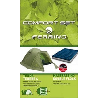 FERRINO COMFORT SET TENDA TENERE 4 + MATERASSINO DOUBLE FLOCK NUOVO MODELLO - NUOVI ARRIVI SS24