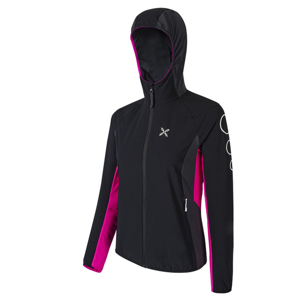 MONTURA FLASH SKY JACKET WOMAN GIACCA ANTIVENTO CON CAPPUCCIO Colore: NERO/INTENSE VIOLET