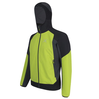 MONTURA PREMIUM WIND HOODY GIACCA TECNICA UOMO SOFTSHELL ANTIVENTO - VERDE LIME/PIOMBO