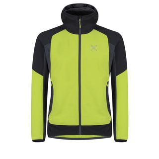 MONTURA PREMIUM WIND HOODY GIACCA TECNICA UOMO SOFTSHELL ANTIVENTO - VERDE LIME/PIOMBO
