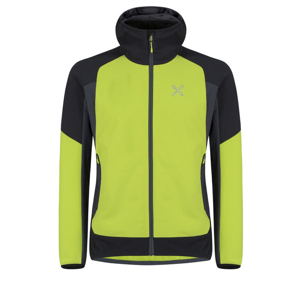 MONTURA PREMIUM WIND HOODY GIACCA TECNICA UOMO SOFTSHELL ANTIVENTO - VERDE LIME/PIOMBO