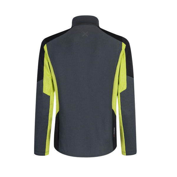 MONTURA STRETCH COLOR JACKET SECONDO STRATO TERMICO E TRASPIRANTE IN PILE POLARTEC - COLORE: PIOMBO/VERDE LIME