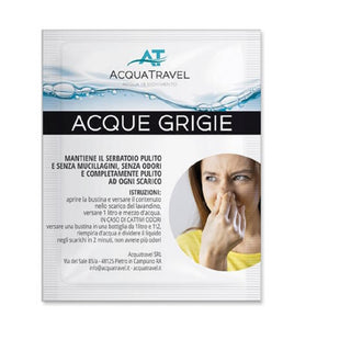 ACQUATRAVEL ACQUE GRIGIE BUSTINA MONODOSE ELIMINA ODORI E PULIZIA SERBATOIO - DISPONIBILE MONODOSE O IN CONFEZIONE DA 10 BUSTINE
