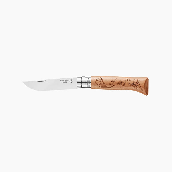 OPINEL N°8 COLTELLO CON LAMA IN ACCIAIO INOX INCISIONE A LASER DISPONIBILE IN VARIE FANTASIE