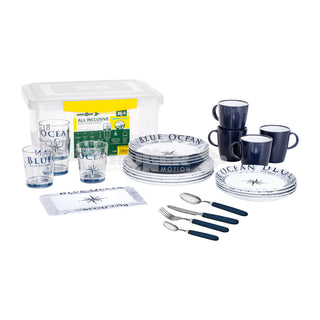 BRUNNER STOVIGLIE IN MELAMINA FANTASIA BLUE OCEAN ACQUISTABILE SFUSA O IN KIT DA 12-16 36PZ CON ANTISLIP