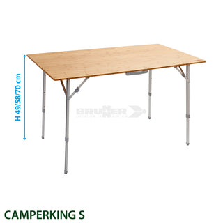 BRUNNER CAMPERKING TAVOLO PIEGHEVOLE DA CAMPEGGIO CON STRUTTURA IN METALLO E RIPIANO IN BAMBU' - DISPONIBILE IN 2 MISURE
