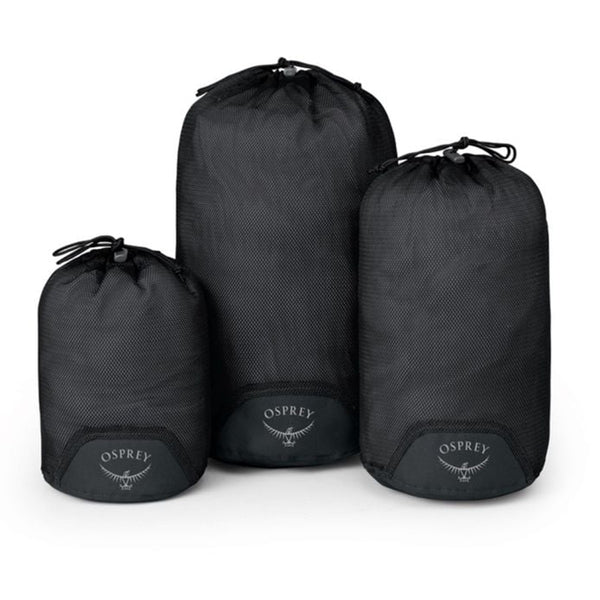OSPREY DAYLITE MESH STUFF SACK SET DI 3 SACCHE IN RETE TRASPARENTI E TRASPIRANTI