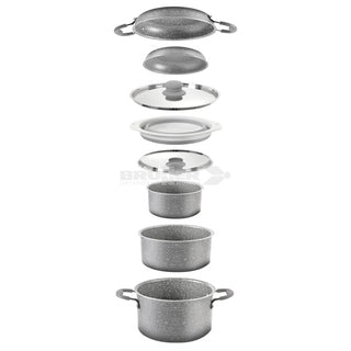 BRUNNER POPOTE GOURMET ROCK NG 9+1 Ø 24cm SET DI PENTOLE SALVASPAZIO E RESISTENTI