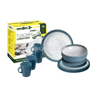 BRUNNER LUNCH BOX TUSCANY SET PIATTI COMPOSTO DA 16 PEZZI IN RESISTENTE MELAMINA E FONDO ANTISCIVOLO