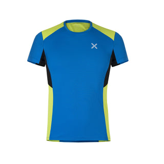 MONTURA CROSSOVER T-SHIRT TECNICA E TRASPIRANTE PER ATTIVITA' OUTDOOR - COLORE: CELESTE/VERDE LIME