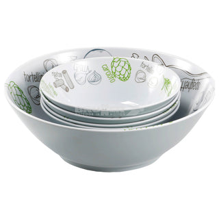 BRUNNER PASTA & SALAD SET DA 5PZ PIATTI IN MELAMINA RESISTENTE E FONDO ANTISLIP