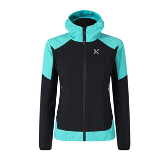 MONTURA WIND REVOLUTION HOODY JACKET SOFTSHELL DONNA Colore NERO/CARE BLUE