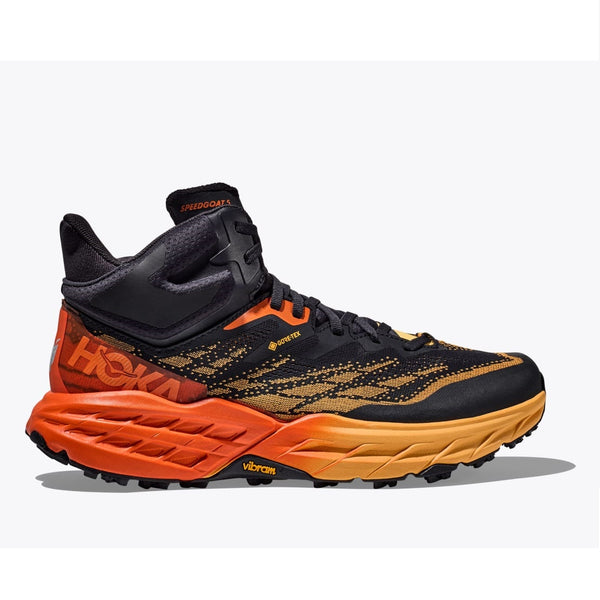 HOKA Speedgoat 5 Mid GORE-TEX Scarponcino Trail Uomo Impermeabile - Colore: Blue Graphite / Amber Yellow