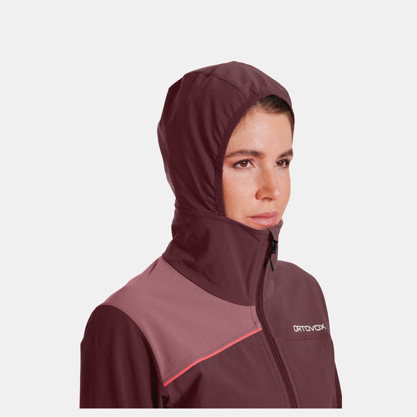 ORTOVOX PALA HOODED JACKET DONNA GIACCA SOFTSHELL CON CAPPUCCIO Colore Winetasting