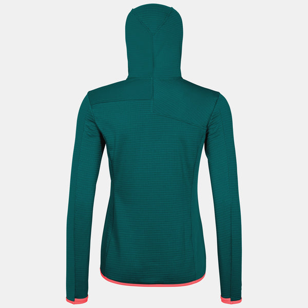 ORTOVOX FLEECE LIGHT GRID HOODED SECONDO STRATO DONNA Colore Pacific Green