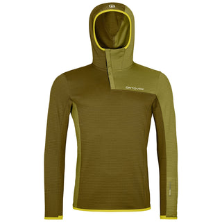 ORTOVOX FLEECE LIGHT GRID SN HOODY M Secondo strato leggero in lana merino colore GREEN MOSS