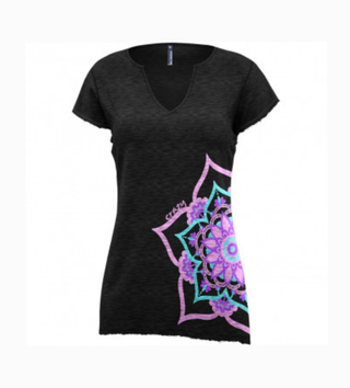 CRAZY T-SHIRT DONNA PRODOTTA IN CANAPA NATURALE MANDALA ( COLORE: X096 )