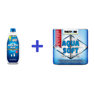 PROMO THETFORD AQUA KEM BLUE + AQUA SOFT CARTA IGIENICA A RAPIDA DISSOLVENZA PER WC CHIMICI