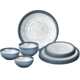 BRUNNER MIDDAY TUSCANY SET 12 PEZZI STOVIGLIE IN RESISTENTE MELAMINA E FONDOI ANTISLIP