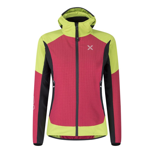 MONTURA WIND REVOLUTION HOODY JACKET SOFTSHELL DONNA Colore Rosa Sugar/Verde Lime