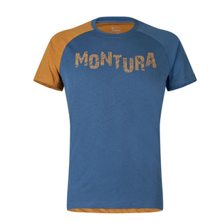 MONTURA KAROK T-SHIRT MAGLIA MANICA CORTA UOMO IN COTONE Colore Deep Blue/Caramel Delavè