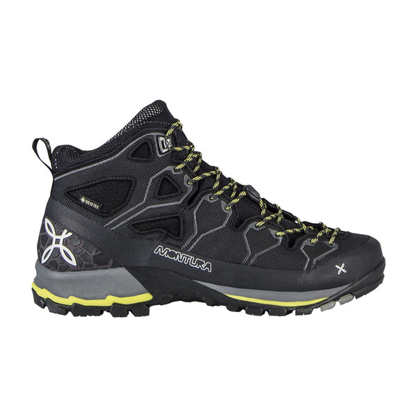 MONTURA YARU CROSS MID GTX UOMO SCARPONCINO IMPERMEABILE PER VIE FERRATE/ESCURSIONI (Nero/Verde Lime)