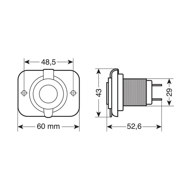 LAMPA EXT-12 Doppia presa Usb A + Usb C a montaggio ad incasso 12/24V