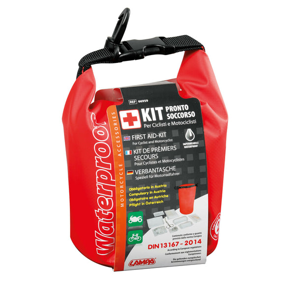 LAMPA KIT PRONTO SOCCORSO PER CICLISTI E MOTOCICLISTI CON SACCA IMPERMEABILE