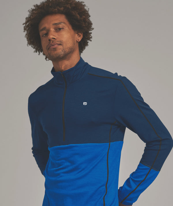 ORTOVOX 185 ROCK'N'WOOL ZIP NECK UOMO MAGLIA INTIMA 100% LANA MERINO CON ZIP