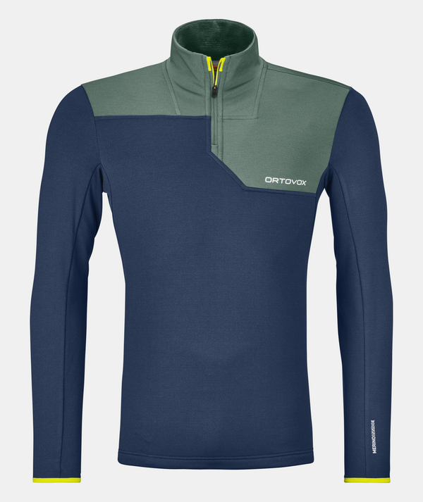 ORTOVOX FLEECE LIGHT ZIP NECK M SECONDO STRATO UOMO IN LANA MERINO CALDO E TRASPIRANTE PETROL BLUE - NUOVI ARRIVI