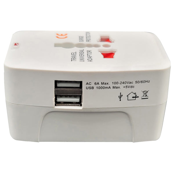 MKC ADATTATORE DA VIAGGIO UNIVERSALE+USB ADATTATORE VIAGGIO UNIVERSALE+USB per spine e prese di tipo europeo, americano ed inglese + prese usb