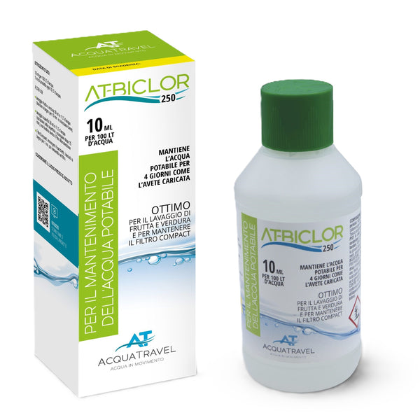 ACQUATRAVEL AT-BICLOR 250ml KIT disinfettante per il mantenimento dell’ acqua potabile per serbatoi