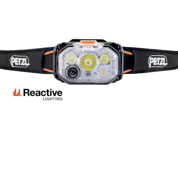 PETZL SWIFT® RL Lampada frontale ultrapotente e ricaricabile, con fascia elastica ultrasottile, dotata della tecnologia REACTIVE LIGHTING. 1200 lumen