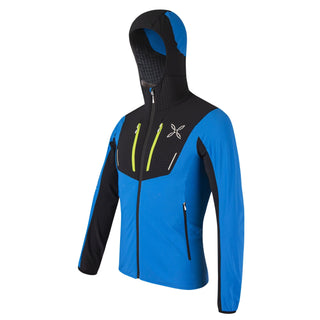 MONTURA SKI STYLE HOODY JACKET GIACCA ANTIVENTO SOFTSHELL - CELESTE/VERDE LIME ULTIMO PZ M