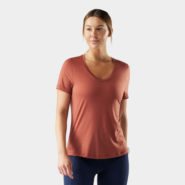 SMARTWOOL Active Ultralite V Neck Donna T-shirt con scollo a V in lana merino