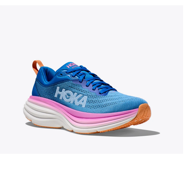 HOKA BONDI 8 WIDE DONNA SCARPE AMMORTIZZATE DA CORSA SU STRADA A PIANTA LARGA Coastal Sky All Aboard