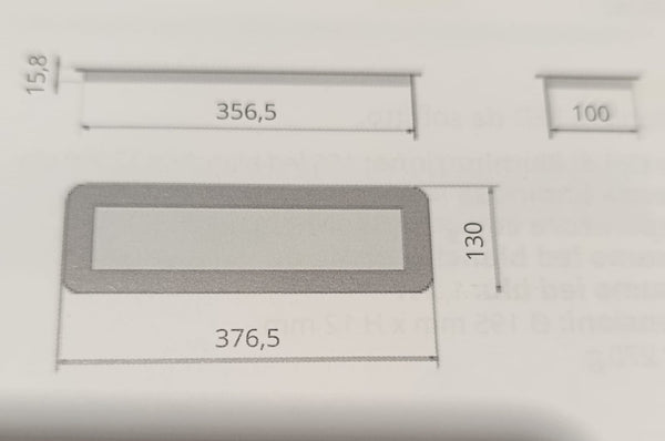 PLAFONIERA A LED 12V CON BASE PIANA 376.5x130mm