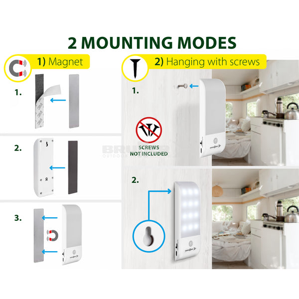 BRUNNER ATHOME LAMPADA LED RICARICABILE DA INTERNO PER CAMPER, VAN E ROULOTTE