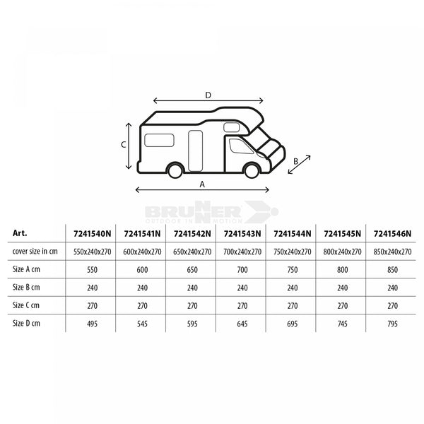 BRUNNER CAMPER COVER DESIGN 12M COPERTURA A 4 STRATI PER CAMPER ANTIGRAFFIO