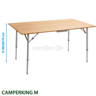 BRUNNER CAMPERKING TAVOLO PIEGHEVOLE DA CAMPEGGIO CON STRUTTURA IN METALLO E RIPIANO IN BAMBU' - DISPONIBILE IN 2 MISURE