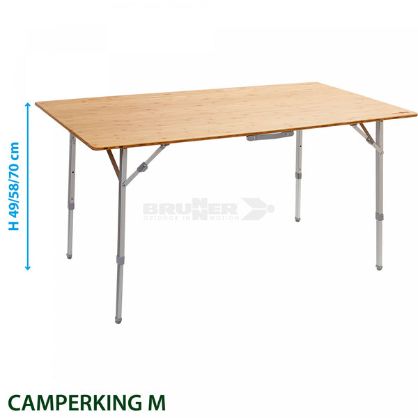 BRUNNER CAMPERKING TAVOLO DA CAMPEGGIO CON STRUTTURA IN METALLO E RIPIANO IN BAMBU' - DISPONIBILE IN 2 MISURE