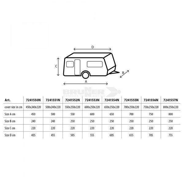 BRUNNER CARAVAN COVER DESIGN 12M COPERTURA A 4 STRATI PER CARAVAN ANTIGRAFFIO