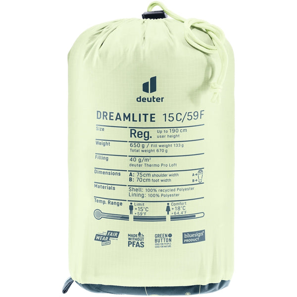 DEUTER DREAMLITE 15C/59F SACCO A PELO IN FIBRA SINTETICA ESTIVO